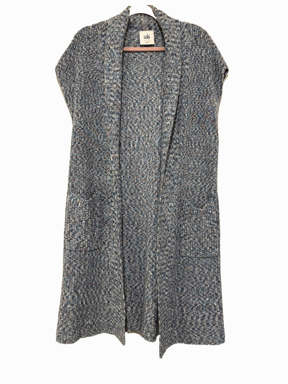 Cabi oversized‎ S long open front bluen cardigan sweater cotton blend #3363